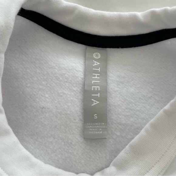 Athleta 24/7 White Black Stripe Pullover Sweatshirt Size Small - Picture 6 of 10